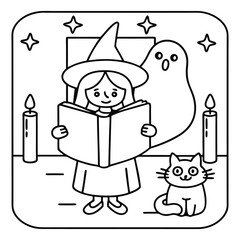 Spooky Buddies – Cute Halloween Coloring Pages with Bold Line Art | Halloween Coloring Page | Print