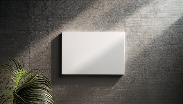 abstract minimalist composition with blank canvas on concrete wall