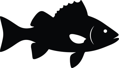 Silhouette grouper fish swims in the sea vector illustration