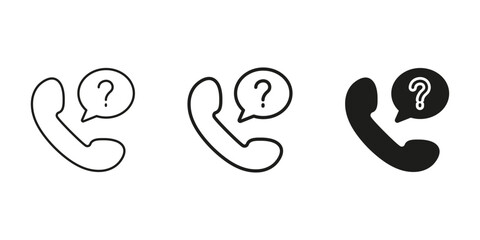 Phone With Question Mark Line and Solid Icon. Customer Support, Inquiry, And Helpline Communication Symbol. Assistance And Information Request. Isolated Vector Illustration