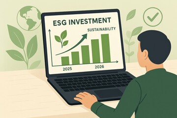 Fototapeta premium ESG Investment And Sustainability Growth Chart On Laptop