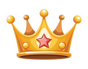 Shiny Gold Crown Red Star Illustration © firstprincess