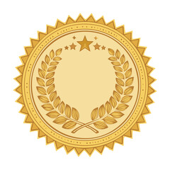 Golden Award Badge With Laurel Wreath