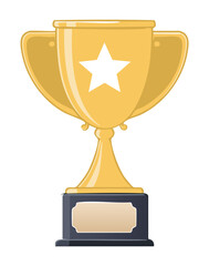 Golden Trophy Award With Star Emblem