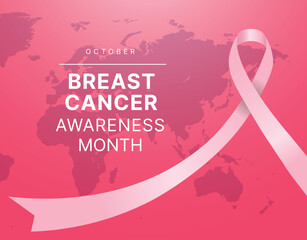 Breast cancer awareness month, mental health design ribbon. Mental freedom concept design for banner, poster, flat design