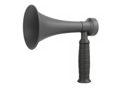 Vintage megaphone isolated on transparent background, amplifying sound with its iconic design, perfect for communication and announcements