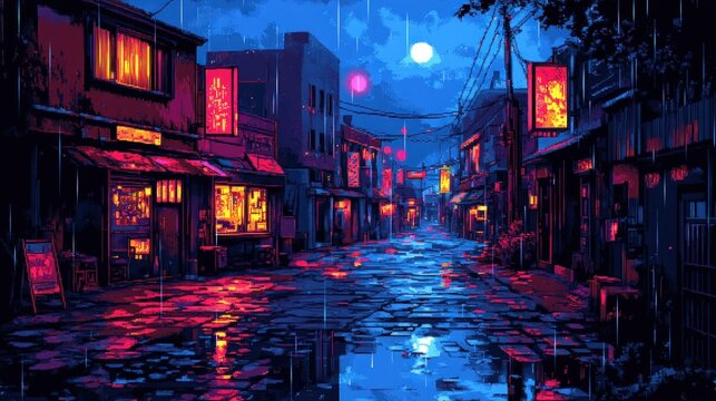 Rainy night street scene