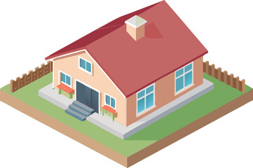 isometric house 3d building icon