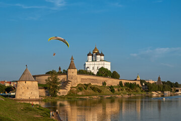 Pskov Krom (Pskov Kremlin) on a summer evening
