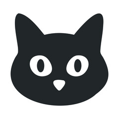 Simple black cat face icon with whiskers and pointed ears