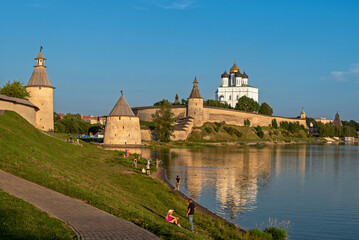 Pskov Krom (Pskov Kremlin) on a summer evening