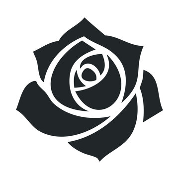 Minimalist black and white rose illustration with bold lines