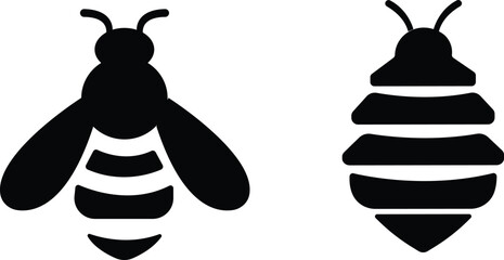 Art & IllustBee icon set.Honey bee icon vector silhouette illustration isolated on white background.Whimsical bee icons set.Set of cute bee illustration designs.set of party.Linear style nature,ration