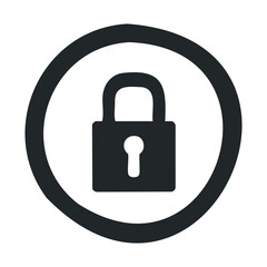 Simple black lock icon in circular shape for secure access design