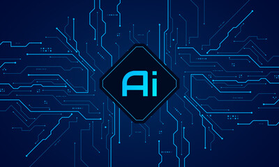 Artificial Intelligence ,AI chipset on circuit board, futuristic Technology Concept	
