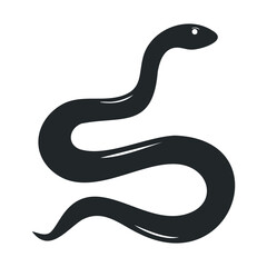 Fototapeta premium Simple black snake icon on white background: stylized reptile silhouette