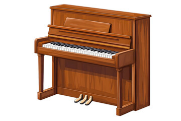 Fototapeta premium Wooden upright piano with keys and pedals