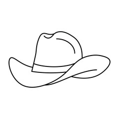 cowboy hat outline, line art western hat icon, vintage rodeo symbol, wild west silhouette, minimal style illustration