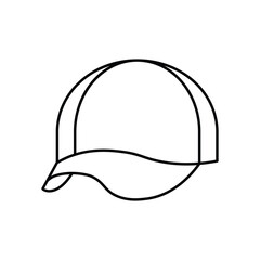 baseball cap outline, line art flat cap hat, minimal headwear icon, casual fashion accessory, trendy sportswear vector illustration
