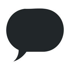 Bold black speech bubble icon on white background for communication concepts