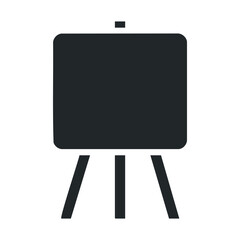 Minimalist black and white easel with canvas icon on white background