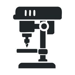 Silhouette of a drill press machine icon for workshop and engineering