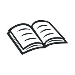 Open book icon with simple black and white design