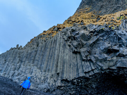 Dramatic Hexagonal Basalt Rock Columns Iceland Geological Formation