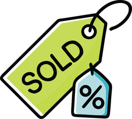 price tag with sale SOLD label illustration
