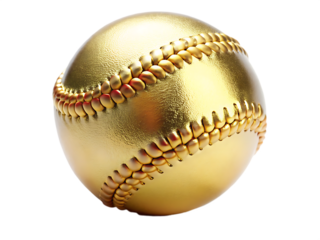  a luxurious and shimmering gold baseball its poli  isolated  on white background PNG, AI GENERATED