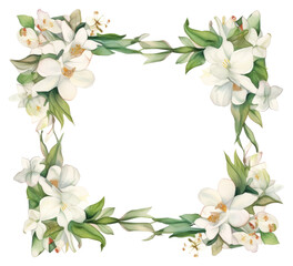 Fototapeta premium PNG Jasmine border flower wreath plant.