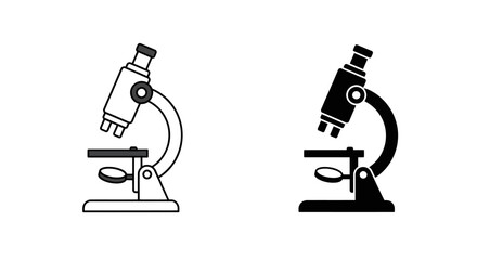Microscope icon set in black and white science laboratory equipment
