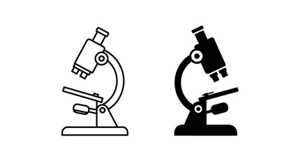 Microscope icon set outline and solid vector illustration science research equipment