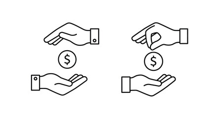 Giving and Receiving Money Line Icon Concept with Dollar Sign