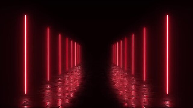 futuristic neon tunnel loop animation with red lights for sci-fi, gaming & virtual events - Powered by Adobe