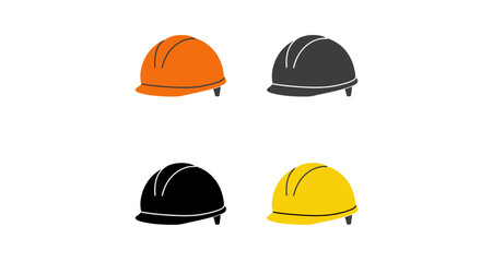 Fototapeta premium Four Hard Hats Safety Icons Construction Worker