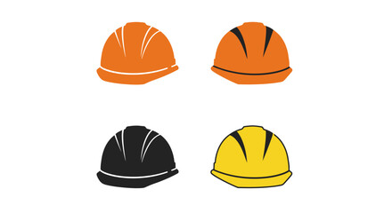 Four Hard Hats Safety Icons in Different Colors