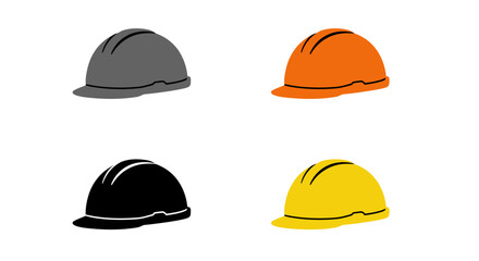 Four Hard Hats Safety Equipment Icons