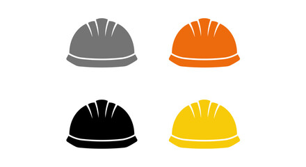 Four Hard Hats Safety Icons in Different Colors