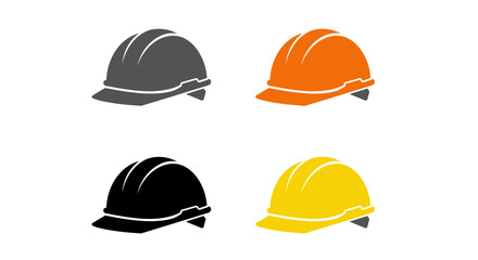Four Hard Hats Safety Icons in Different Colors