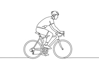Obraz premium Minimalist Line Drawing of a Cyclist Wearing Helmet – Symbol of Motion, Safety, and Active Lifestyle