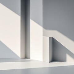 Clean Empty Room Background: Bright White Space with Natural Light Streaks for Product Display