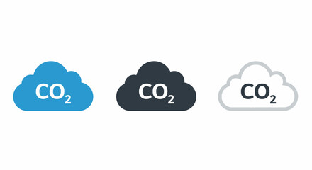 Carbon Dioxide Emissions Cloud Icons