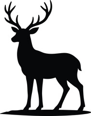Silhouette majestic stag deer standing tall wildlife animal vector illustration