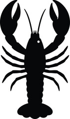 Silhouette lobster black silhouette seafood and crustacean vector illustration