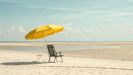 beach umbrella and chairs