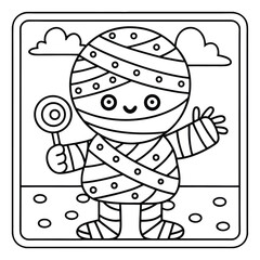 Spooky Pals – Cute and Easy Halloween Coloring Pages for Kids and Adults | Fun Bold Line Halloween Clipart | Ghost, Pumpkin, Witch, Bat Illustrations in Vector and Printable Format