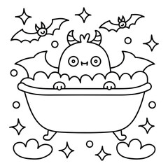 Spooky Pals – Cute and Easy Halloween Coloring Pages for Kids and Adults | Fun Bold Line Halloween Clipart | Ghost, Pumpkin, Witch, Bat Illustrations in Vector and Printable Format