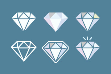 Blue Diamond Icons Set