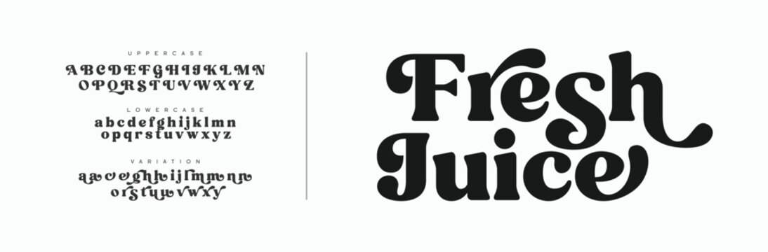 Retro Bold Curvy Display Font , Fresh Juice Style Typography. Classic Lettering Fashion Designs Typography modern serif decorative vintage concept vector illustration